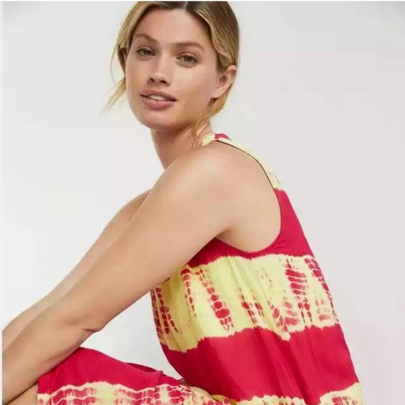 💛💗Beautiful Anthropologie Norblack Norwhite pink and yellow tie dye dress💝 - Picture 2 of 11